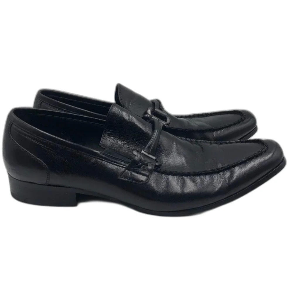 Kenneth Cole Victory at Lastle Men's Black Leather Slip On Dress Shoes 11.5M